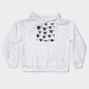 Bees Black and White Pattern Kids Hoodie